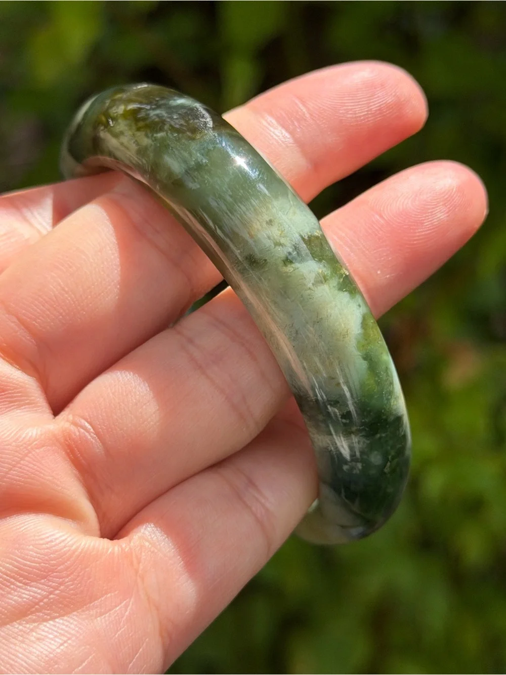 57mm inner diameter chunky green xiuyu jade bangle‎ 1736